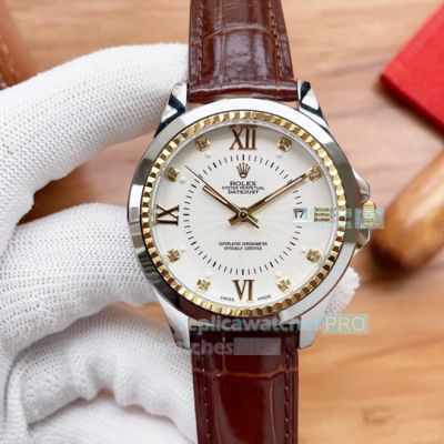 High Quality Replica Rolex Oyster Perpetual Datejust White Dial Fluted Inner Bezel 41mm Watch